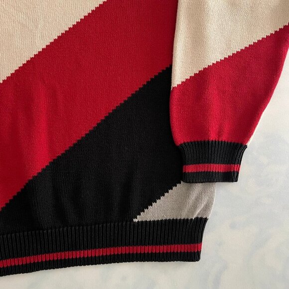 Fenn Wright Manson Color Block Cotton Knit Crewneck Oversized Sweater - Picture 5 of 8
